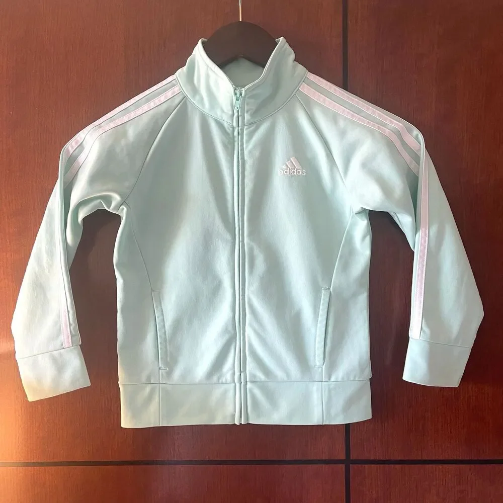 Adidas Girls Adicolor Classics Track Jacket Turquoise Pullover Size 5 - Picture 2 of 8